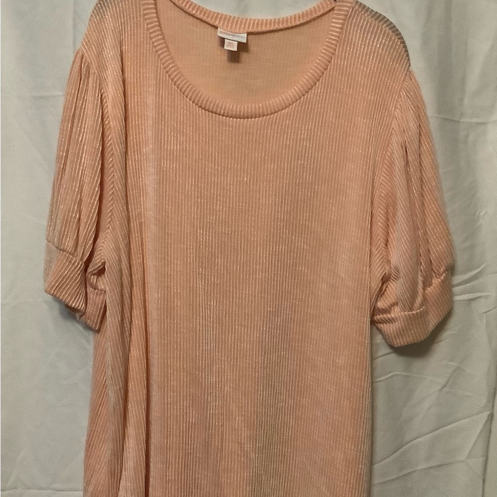 Lularoe Women's Peach Ribbed Short Sleeve Top